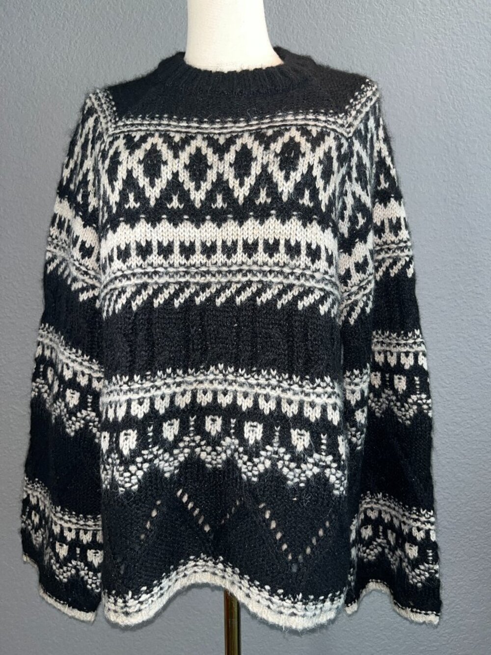 Anthropologie Sanctuary Crew-Neck Fairisle Nordic Pattern Sweater NWT - Large
